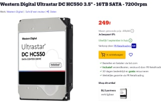 Western Digital Ultrastar DC HC550 3.5" 16TB SATA voor €249 bij Bol.com