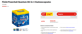Finish Powerball Quantum All-in-1 Vaatwascapsules 132 stuks voor €24,99 bij Kruidvat