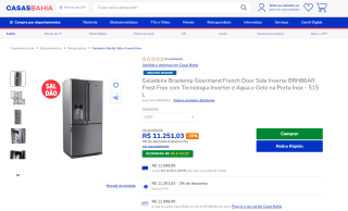 Geladeira da Brastemp, modelo Gourmand French Door de 515L - R$ 11.251,03