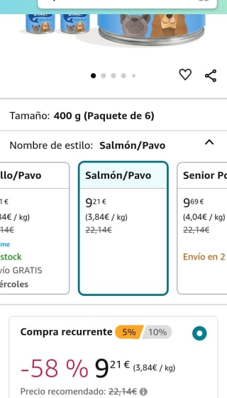 Pack de 6×400g Edgar y Cooper Pienso perros adultos por 9,21€.