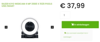 Razer Kiyo - Full HD - Streaming Camera voor €37,99 bij Sicomputers