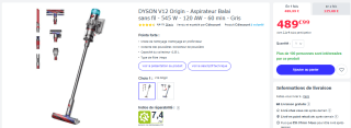 DYSON V12 Origin - Aspirateur Balai sans fil 545 W 120 AW 60 min - Gris à 489,99€