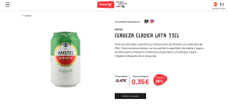 Cerveza Amstel Clásica lata de 330ml a tan solo 0,35€