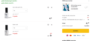 1+1 gratis op nagellak bij HEMA