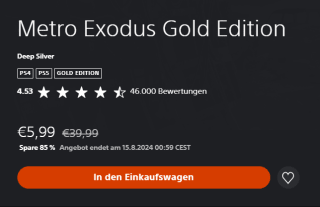 Metro Exodus Gold Edition voor €5,99 in de Playstation store