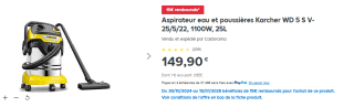 Aspirateur de chantier Karcher WD 5 S V-25/5/22 à 149,90€
