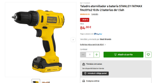 Taladro atornillador a batería STANLEY FATMAX fmc011s2 10.8v 2 baterías de 1.5ah por 84,30€