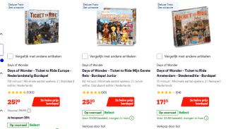 2de halve prijs op Ticket to Ride titels bij Bol