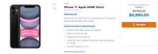 Descuento Chedraui: iPhone 11 64GB Telcel por $6,990