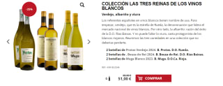 2 botellas de Muga Blanco 2023. B. Muga. D.O.Ca. Rioja. + 2 botellas de . Bouza do Rei 2024. B. Bouza do Rei. D.O. Rías Baixas. + 2 botellas de Protos Verdejo 2024. B. Protos. D.O. Rueda por 41€