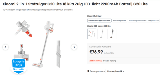 Xiaomi Vacuum Cleaner G20 Lite voor €76,99 bij Ochama