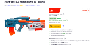 NERF Elite 2.0 Motoblitz CS-10 2-in-1-blaster gemotoriseerd 60 cm voor €15 bij Bol.com