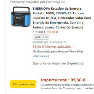 Estación de Energía Portátil 300W por 99,50€