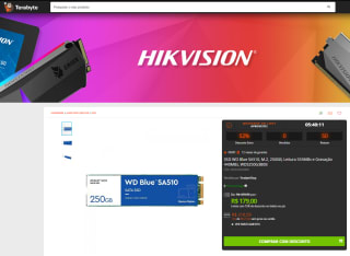 SSD da WD Blue, modelo SA510 de 250GB - R$ 179