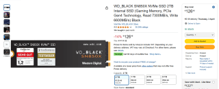 WD_BLACK SN850X NVMe SSD 2TB Internal SSD por 126,49€