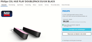 Philips Hue Play Lichtbalk White and Color Zwart Duo Pack voor €99 bij Electroworld