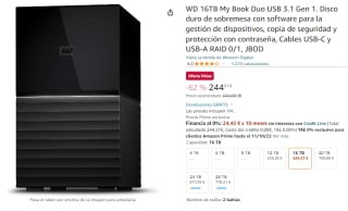 Disco duro WD 16TB My Book Duo USB 3.1 Gen 1 por 244,51€