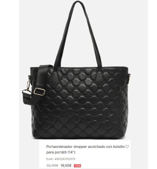 Portaordenador shopper acolchado con bolsillo para portátil (14") Eurel