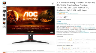 Monitor AOC 24G2SPU/BK 23.8 pulgadas LED IPS FullHD 165Hz FreeSync Premium por 149€
