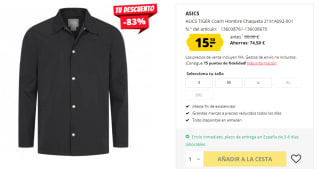 Chaqueta para Hombre ASICS TIGER Coach por 15.5€