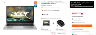 Portatil Acer Aspire 3 A315-24P-R39E AMD Ryzen 5 7520U/8GB/1TB SSD por 379€
