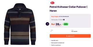 Petrol knitwear collar pullover voor €28 bij iBOOD