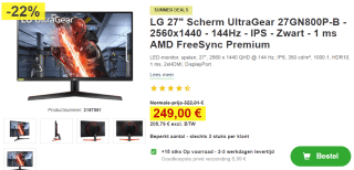 LG 27 inch ultragear 27GN800P-B voor €249 bij Proshop