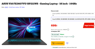 ASUS V16 FX3607VU-RP211WS - Gaming Laptop - 16 inch - 144Hz voor €699 bij Bol