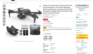 Dron con camara HD 2 Cámaras Mini por solo 44,99€