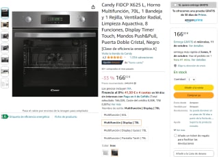 Horno Candy multifunción con limpieza Aquactiva por 166,02€