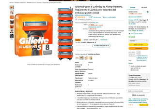 Gillette Fusion 5 Paquete de 8 Cuchillas por solo 20,92€