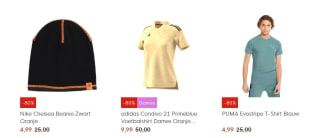 Tot 80% korting op sportkleding van bv Adidas, Nike en Puma bij Voetbalshop