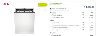 AEG inbouw vaatwasser FSE94847P voor €1097 bij beterwitgoed