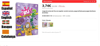 Juego de cartas de Virus 2 en español por 3,74€
