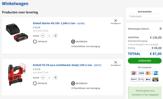 Gratis starter kit t.w.v. €49 bij aankoop van een selectie Einhell gereedschap