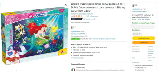 Puzzle 60 piezas 2 en 1, Doble Cara con reverso para colorear - Disney La Sirenita marca lisciani por 5,50€