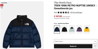 The North Face TEEN 1996 RETRO NUPTSE UNISEX jas voor €167,95 bij Zalando
