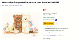 Vervaco Borduurpakket Popcorn de beer Vrienden voor €6,45 bij Bol.com