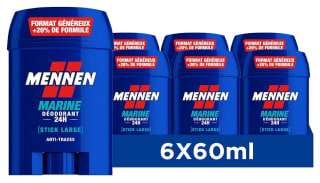 MENNEN - MARINE Deodorant Homme 24H - Stick Large - Sans Alcool - Anti-Traces - 60 ml - Lot de 6 à 13,92€