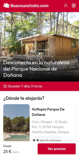 Camping Huttopia Parque de Doñana desde 25€ por persona.