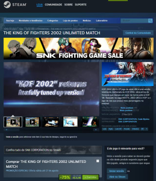 Jogo: The King of Fighters 2002 para PC no Steam - R$ 6,99