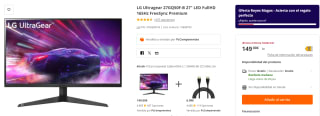Monitor LG Ultragear 27GQ50F-B 27" LED FullHD 165Hz FreeSync Premium por 149€