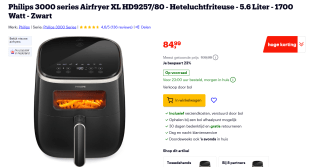 Philips Airfryer 3000 Series XL HD9257/80 voor €84,99 bij Bol