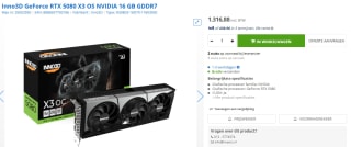 INNO3D GeForce RTX 5080 X3 16GB videokaart voor €1316,88 bij Max ICT