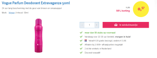 Vogue Parfum Deodorant Extravaganza 50ml voor €0,57 bij Drogist