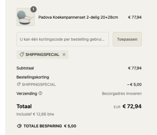 Padova Koekenpannenset 2-delig voor €72,94 dmv code