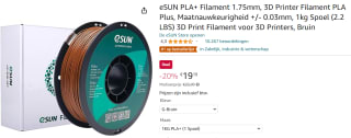 eSUN PLA+ Filament 1.75mm, 3D Printer Filament PLA Plus voor €19,19 bij Amazon