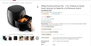 Freidora sin aceite Philips Premium Airfryer XXL 7.3L por 302.05€