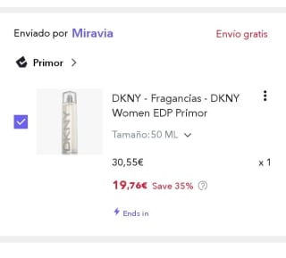 DKNY Women Eau de Parfum de 50ml por 19,76€.