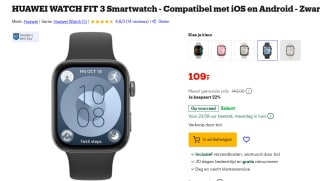 Huawei Watch Fit 3 Zwart (Zwarte Siliconenband) voor €109 bij Bol